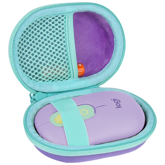 co2CREA Hard Case for Logitech POP Wireless Mouse - Purple + Daydream Mint Zipper, Model 20224131531