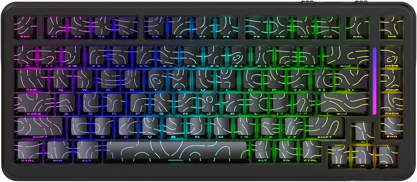 ATTACK SHARK X82 PRO HE Wireless Rapid Trigger RGB Mechanical Gaming Keyboard with Adjustable Actuation 2.4G/Wired/BT 8K Polling Rate Hall Effect Magnetic Switch 5000mAh Battery for FPS(Black Contour)