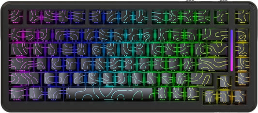 ATTACK SHARK X82 PRO HE Wireless Rapid Trigger RGB Mechanical Gaming Keyboard with Adjustable Actuation 2.4G/Wired/BT 8K Polling Rate Hall Effect Magnetic Switch 5000mAh Battery for FPS(Black Contour)