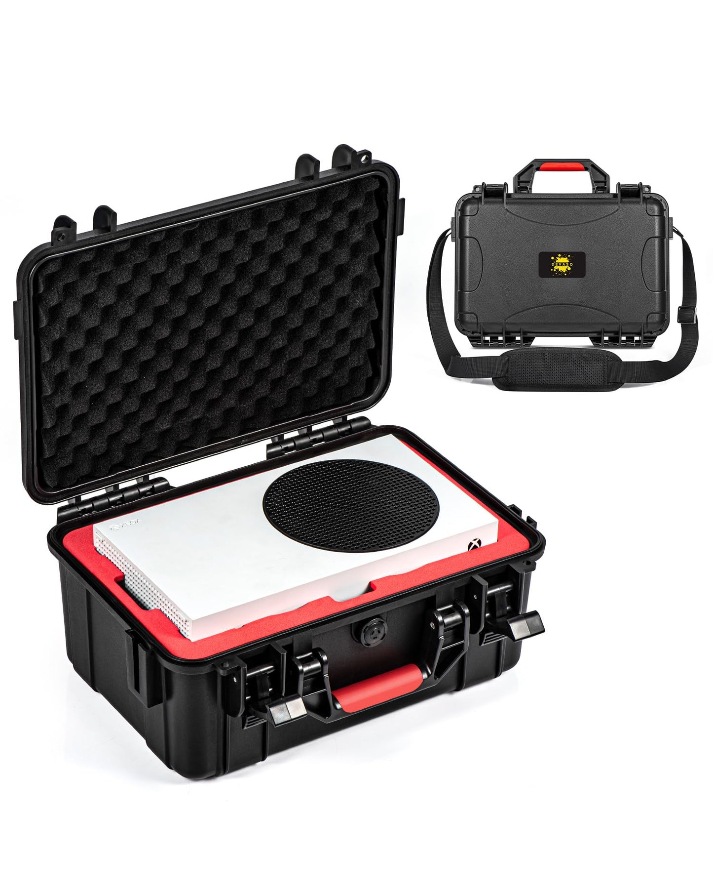 DEVASO Carrying Case for Xbox Series S  Professional Deluxe Waterproof and Soft Lining Hard Case with Shoulder for Xbox Series S and Other Accessories Storage