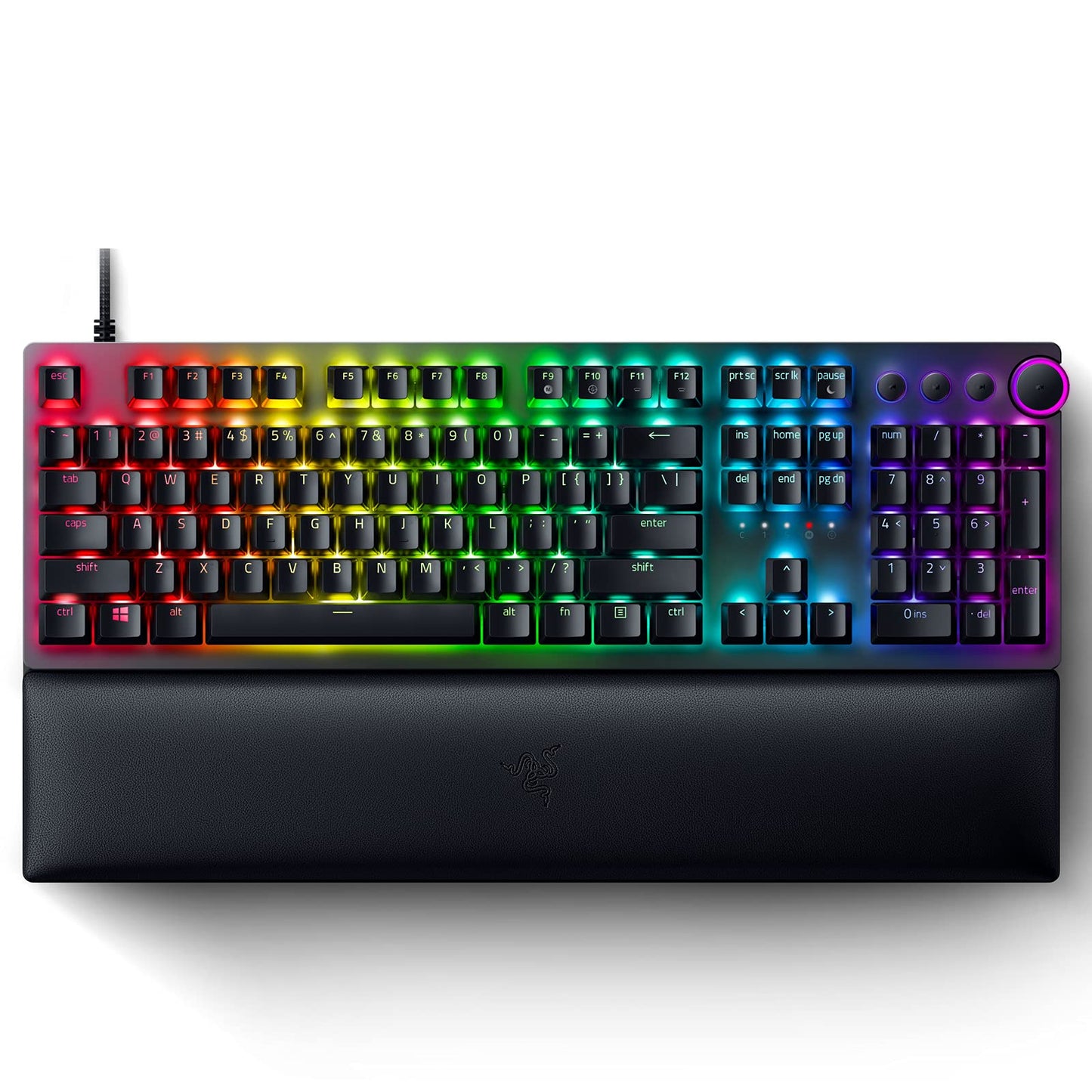 Razer Huntsman V2 Optical Gaming Keyboard: Fast Clicky Optical Switches w/Quick Keystrokes & 8000Hz Polling Rate - Doubleshot PBT Keycaps - Dedicated Media Keys & Dial - Ergonomic Wrist Rest