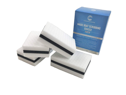 Commodore Magic Boat Scrubbing Erasers for Cleaning Dirt  Deck Marks  Grime  Streaks  and More | Pack of 4