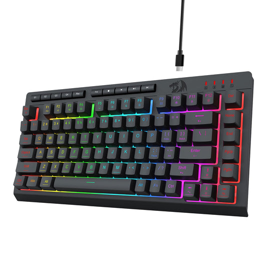 Redragon K524 RGB Gaming Keyboard Wired  Extra On-Board Macro Keys  Dedicated Multimedia Keys  Anti-ghosting  RGB Backlit  Software Support  75% Portable Quiet Membrane Keyboard  Black
