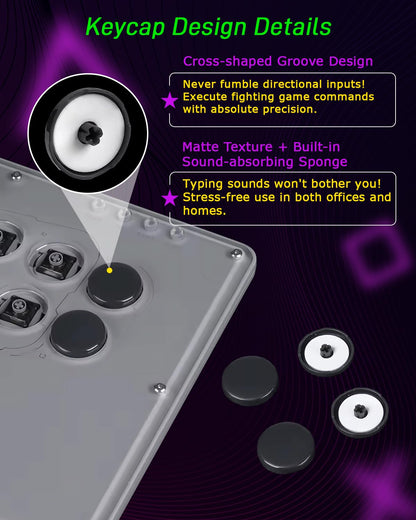 Sehawei V16 Arcade Stick - 16-Key Fight Controller for PC/PS3/PS4/Switch, Custom RGB, Turbo Functions, Gray - 30th Anniversary Edition