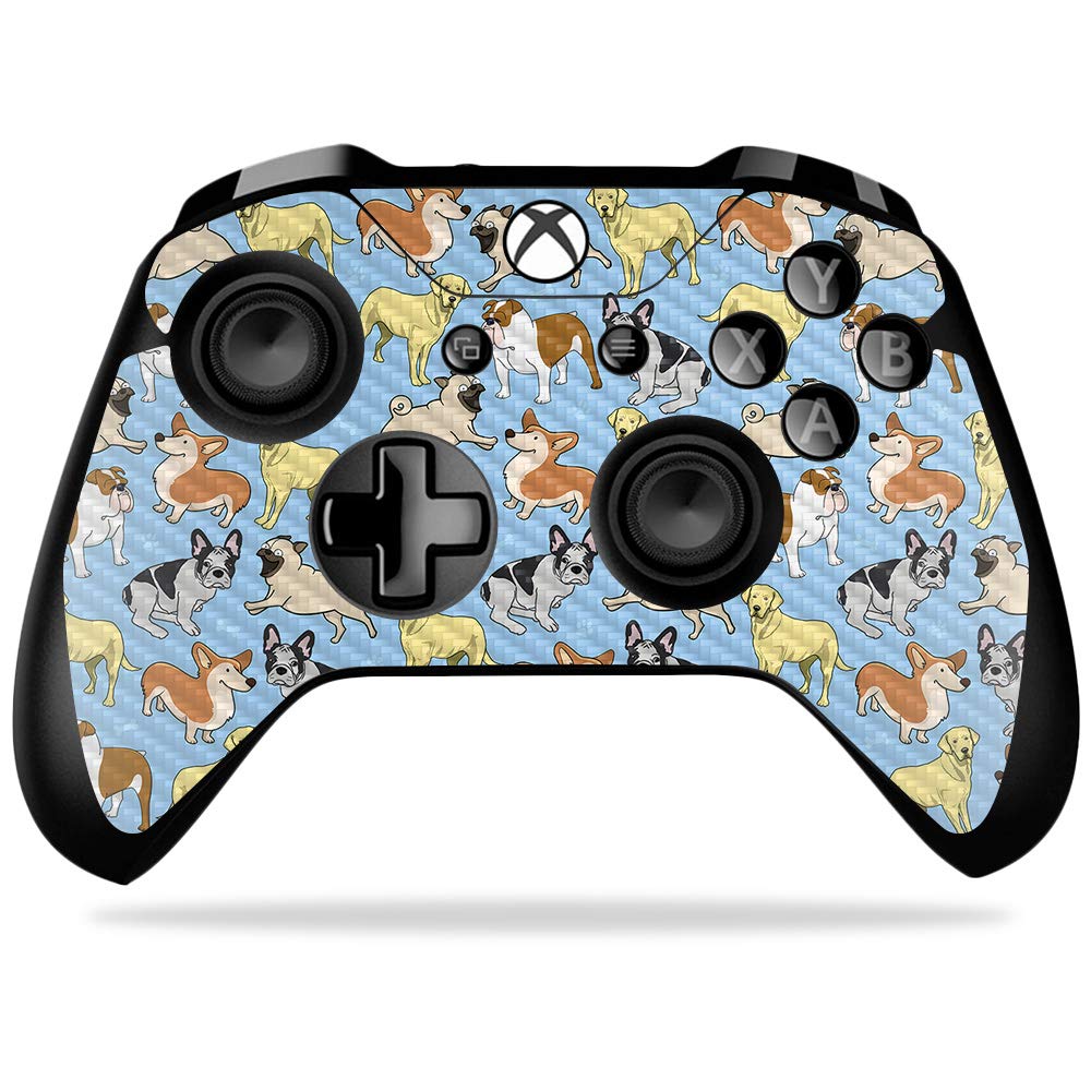 MightySkins Carbon Fiber Skin for Microsoft Xbox One X Controller - Puppy Party | Protective  Durable Textured Carbon Fiber Finish | Easy to Apply  Remove  and Change Styles | Made in The USA