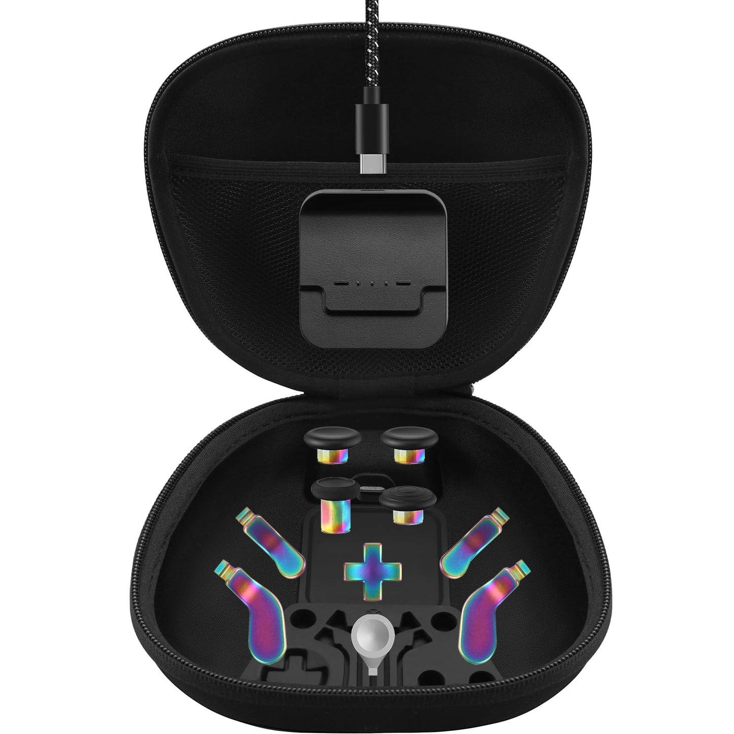 Complete Component Pack for Xbox Elite Controller Series 2 - Accessories Includes 1 Carrying Case  1 Charging Dock  4 Thumbsticks  4 Paddles  1 Adjustment Tool and 1 Charging Cable (Iridescent)