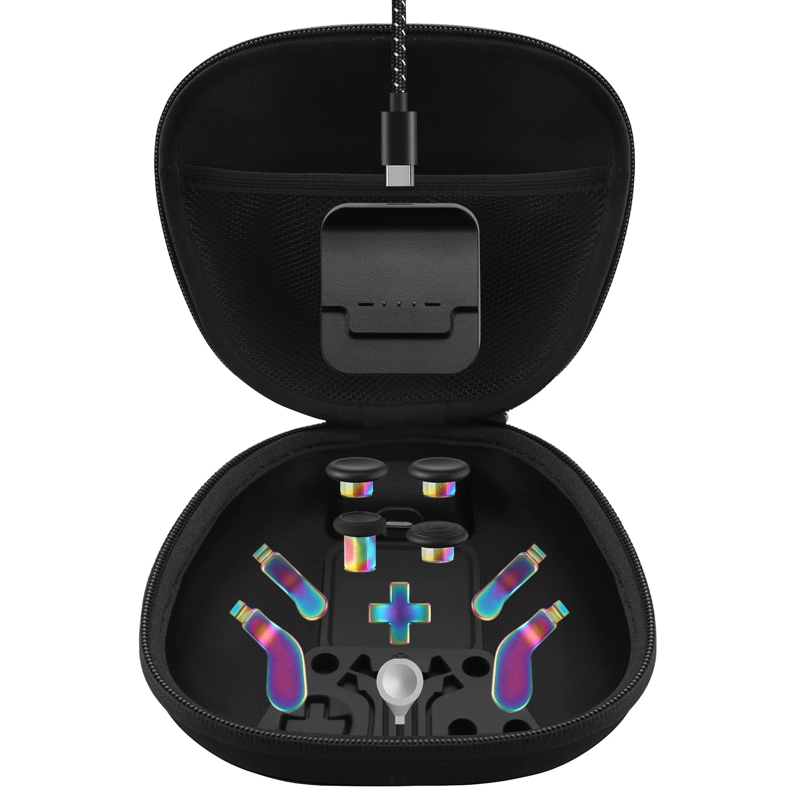 Complete Component Pack for Xbox Elite Controller Series 2 - Accessories Includes 1 Carrying Case  1 Charging Dock  4 Thumbsticks  4 Paddles  1 Adjustment Tool and 1 Charging Cable (Iridescent)