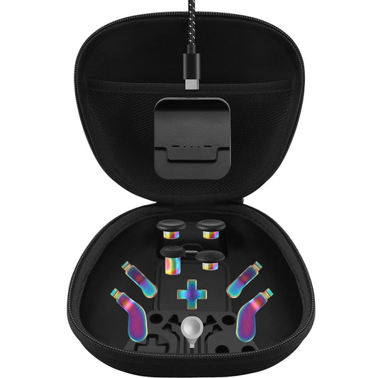 Complete Component Pack for Xbox Elite Controller Series 2 - Accessories Includes 1 Carrying Case  1 Charging Dock  4 Thumbsticks  4 Paddles  1 Adjustment Tool and 1 Charging Cable (Iridescent)