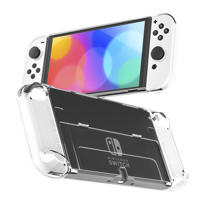 RHOTALL Transparent Case for Nintendo Switch OLED - Clear Dockable Shell, Shock-Absorption, Anti-Scratch, Model RH-NOD18