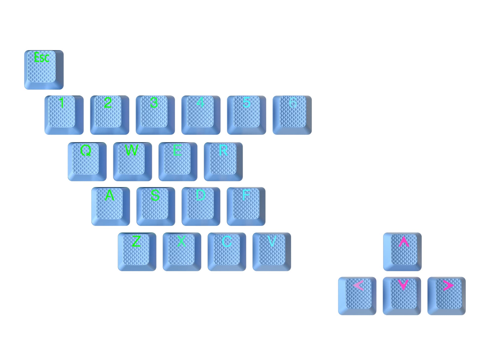 Geeky Rubberized Keycap Set | Double Shot Translucent | ABS + TPR | OEM Profile for Mechanical Gaming Keyboard (Sky Blue  23 Keys)