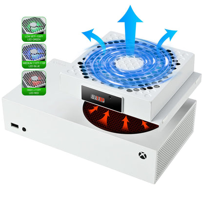 DEPGI Cooling Fan for Xbox Series S - Automatic Speed Adjustment, LED Display, Low Noise, RGB LED, White