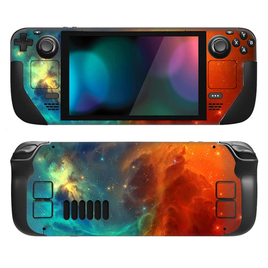 PlayVital Full Set Protective Skin Decal for Steam Deck LCD  Custom Stickers Vinyl Cover for Steam Deck OLED - Orange Star Universe
