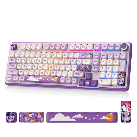 My Little Pony Wireless Mechanical Keyboard - 101 Keys RGB Gaming Keyboard with Custom Linear Switches  Hot-Swap & Knob Control  Triple Connection (BT5.0/USB-C/2.4GHz)  Ergonomic for Work & Gaming