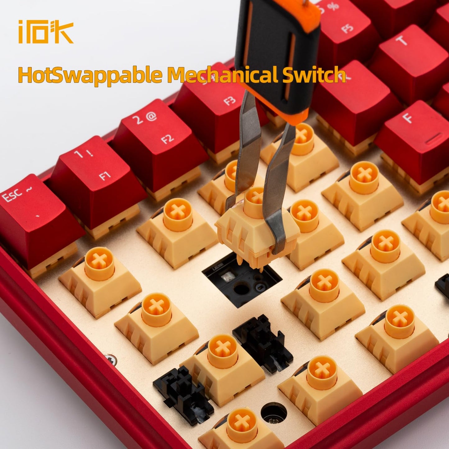 IROK CD67 RGB 60% Mechanical Gaming Keyboard, Hot-Swappable Red Switches, Full Metal Enclosure, Wired, Red