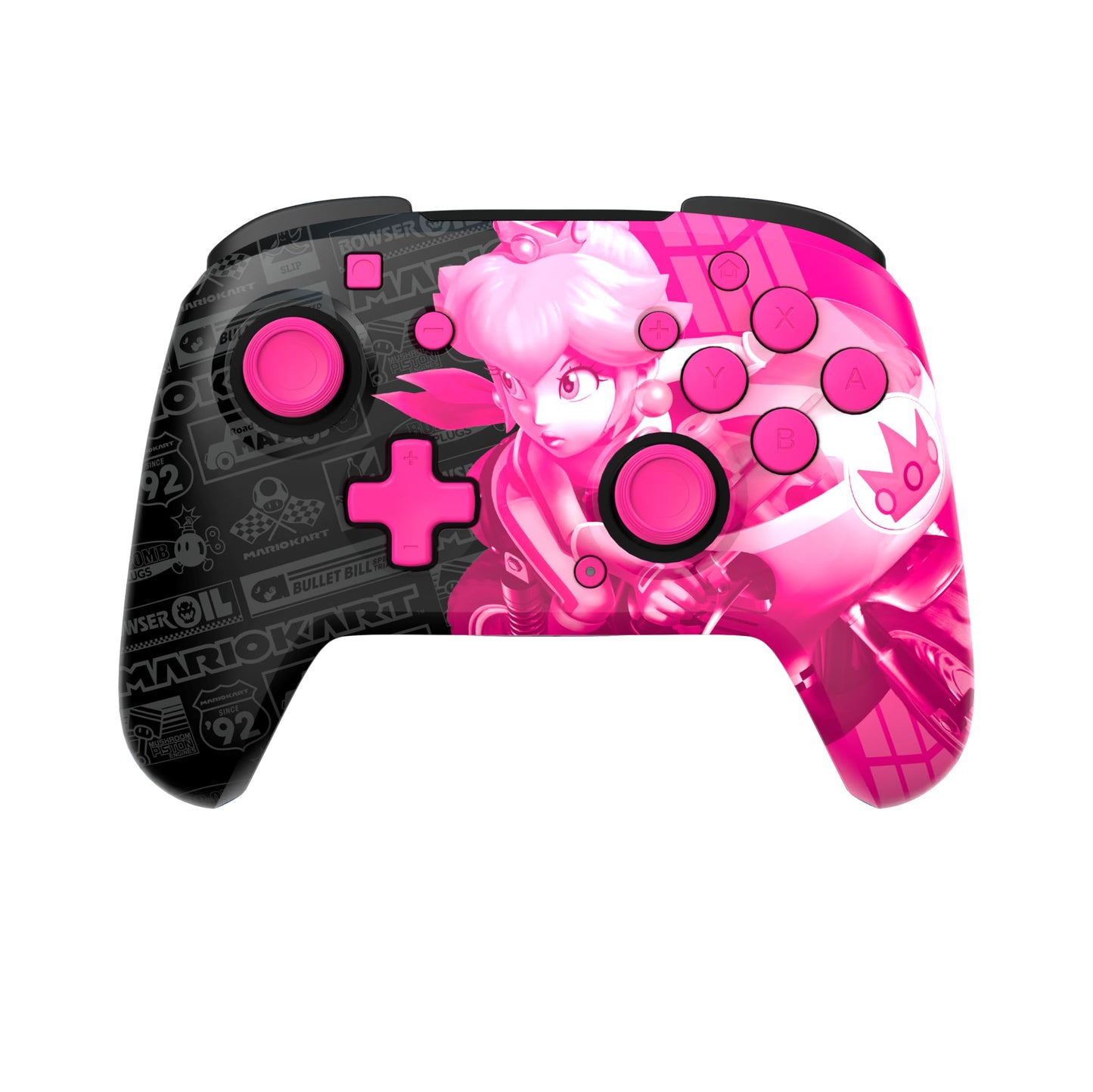 PDP Enhanced Wireless Nintendo Switch Pro Controller - 40-Hour Battery, Customizable Buttons, 30-Foot Range, Princess Peach