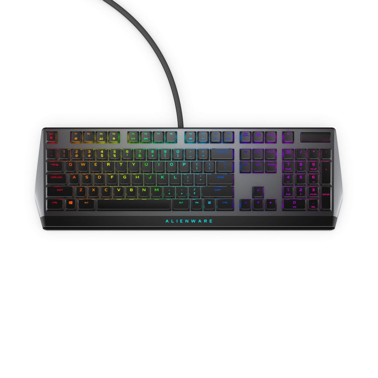 Alienware Low-Profile RGB Gaming Keyboard AW510K - Cherry MX Red, Dark Side of the Moon, Aluminum, Media Controls, USB Passthrough