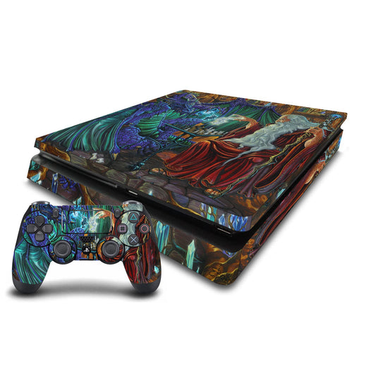 Head Case Designs Officially Licensed Ed Beard Jr Wizard Friendship Dragons Vinyl Sticker Gaming Skin Decal Cover Compatible With Sony PlayStation 4 PS4 Slim Console and DualShock 4 Controller