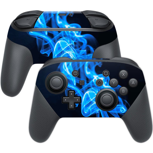 MightySkins Skin Compatible with Nintendo Switch Pro Controller - Blue Flames | Protective, Durable, and Unique Vinyl Decal wrap