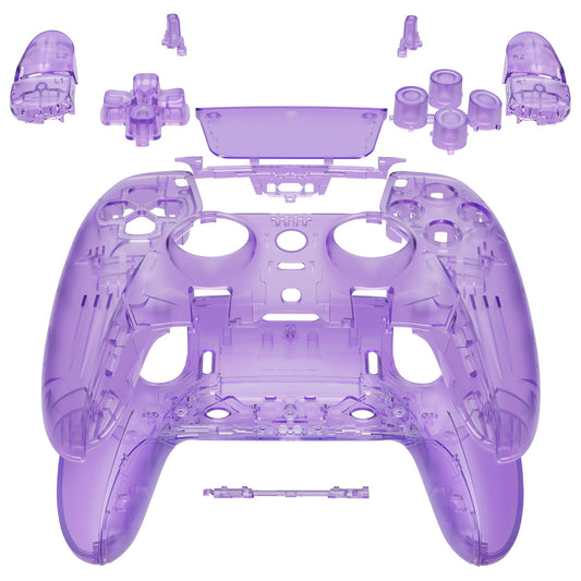 eXtremeRate Full Set Shell with Buttons Touchpad Compatible with ps5 Edge Controller  Clear Atomic Purple Replacement Decorative Trim Shell Front Back Plates Compatible with ps5 Edge Controller