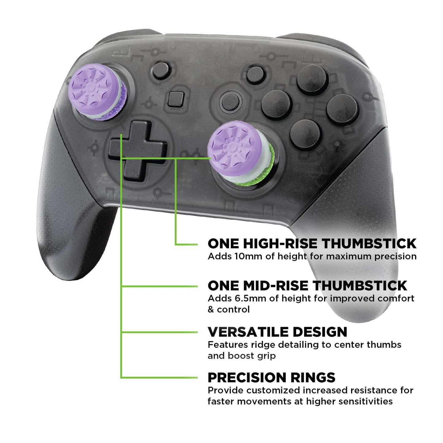 KontrolFreek Aim Boost Kit for Nintendo Switch Pro Controller - Galaxy Edition, Purple, Includes Performance Thumbsticks & Precision Rings