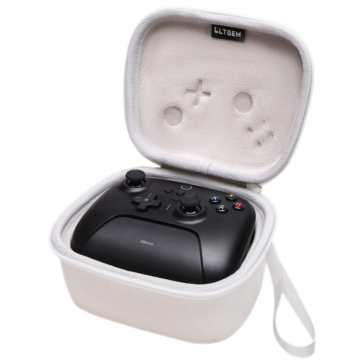 LTGEM EVA Protective Case Controller with 8Bitdo Ultimate 2/Ultimate Bluetooth Controller with Charging Dock - Shockproof  Water-Resistant  Portable Hand Strap (White)