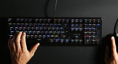 Cherry MX RGB Mechanical Keyboard G80-3000N - MX Red Silent Switch, Full Size, Black for Typists & Programmers