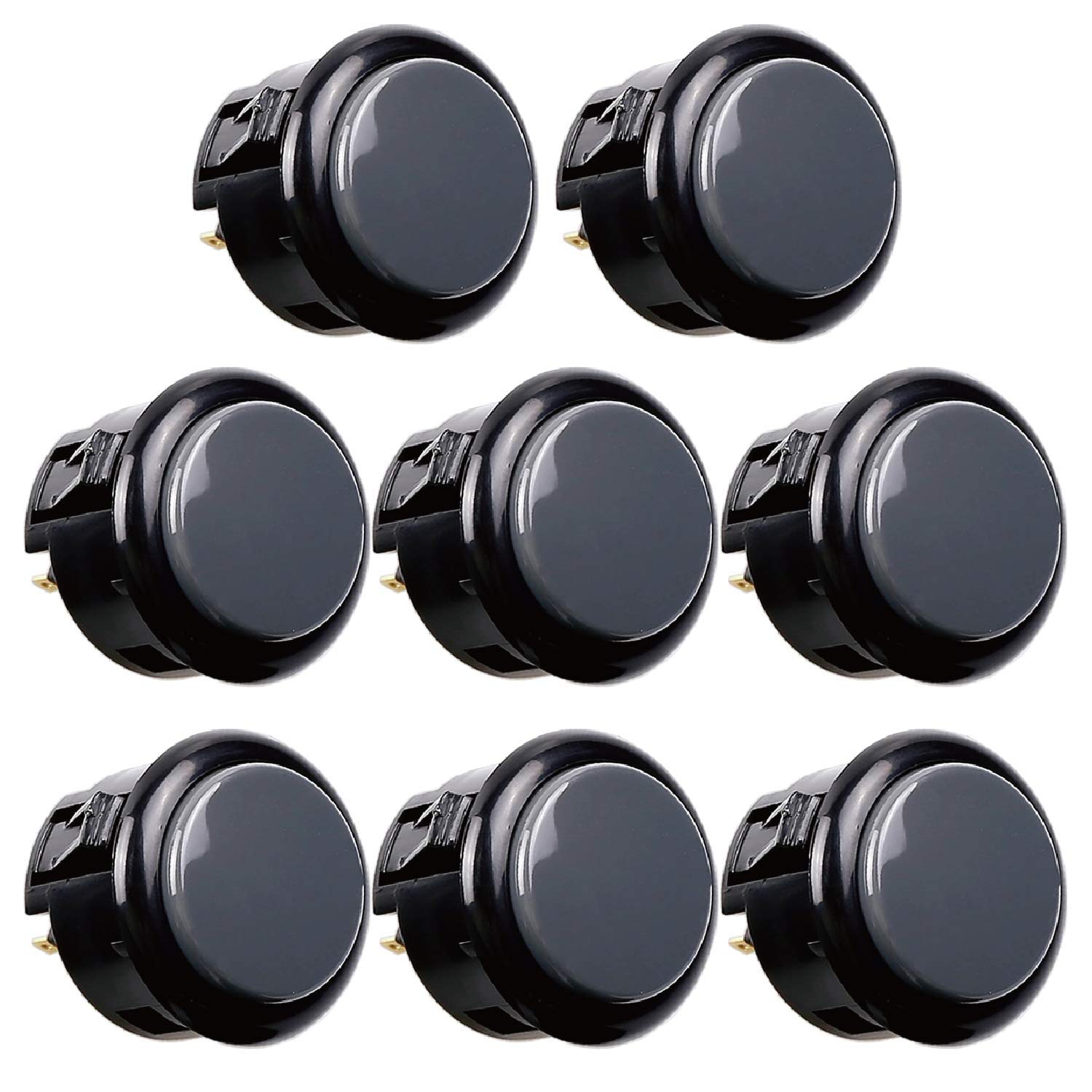 Sanwa 8 pcs OBSF-30 Original Push Button 30mm - for Arcade Jamma Video Game & Arcade Joystick Games Console (Gray)  Use for Arcade Game Machine Cabinet SatNWA