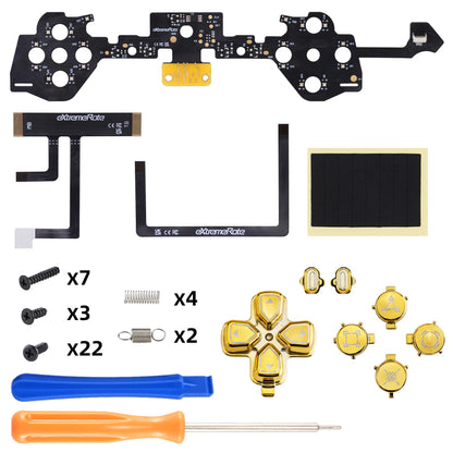eXtremeRate PS5 Edge Controller D-pad & Action Button Kit - 7 Colors, 9 Effects, Chrome Gold