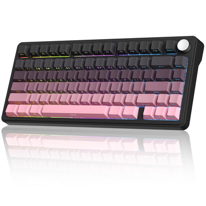 CC MALL M75 Mechanical Keyboard - 75% Gasket, Hot Swappable, RGB, PBT Keycaps, Black and Pink