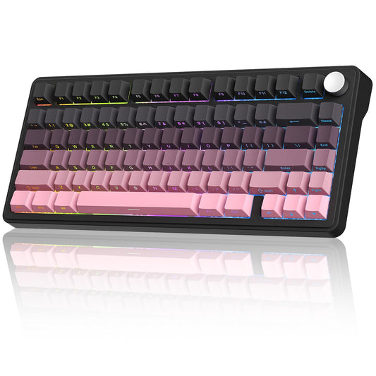 CC MALL M75 Mechanical Keyboard - 75% Gasket, Hot Swappable, RGB, PBT Keycaps, Black and Pink