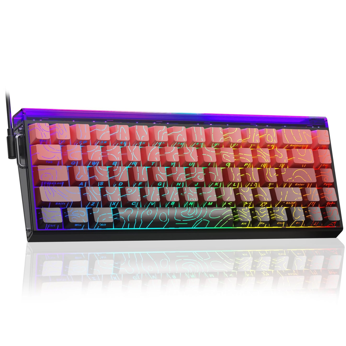AULA Hero 68 HE 60% Gaming Keyboard Wired  Hall Effect Magnetic Switch Keyboard with 8K Hz Polling Rate  Side Printed PBT Keycaps  RGB Light Box  Customizable Web Software for PC/Mac Gamers