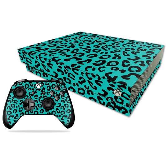 MIGHTY SKINS Xbox One X Skin - Teal Leopard Vinyl Decal Wrap - Durable, Easy to Apply, Made in the USA - Model: MIXBONXCMB-Teal Leopard