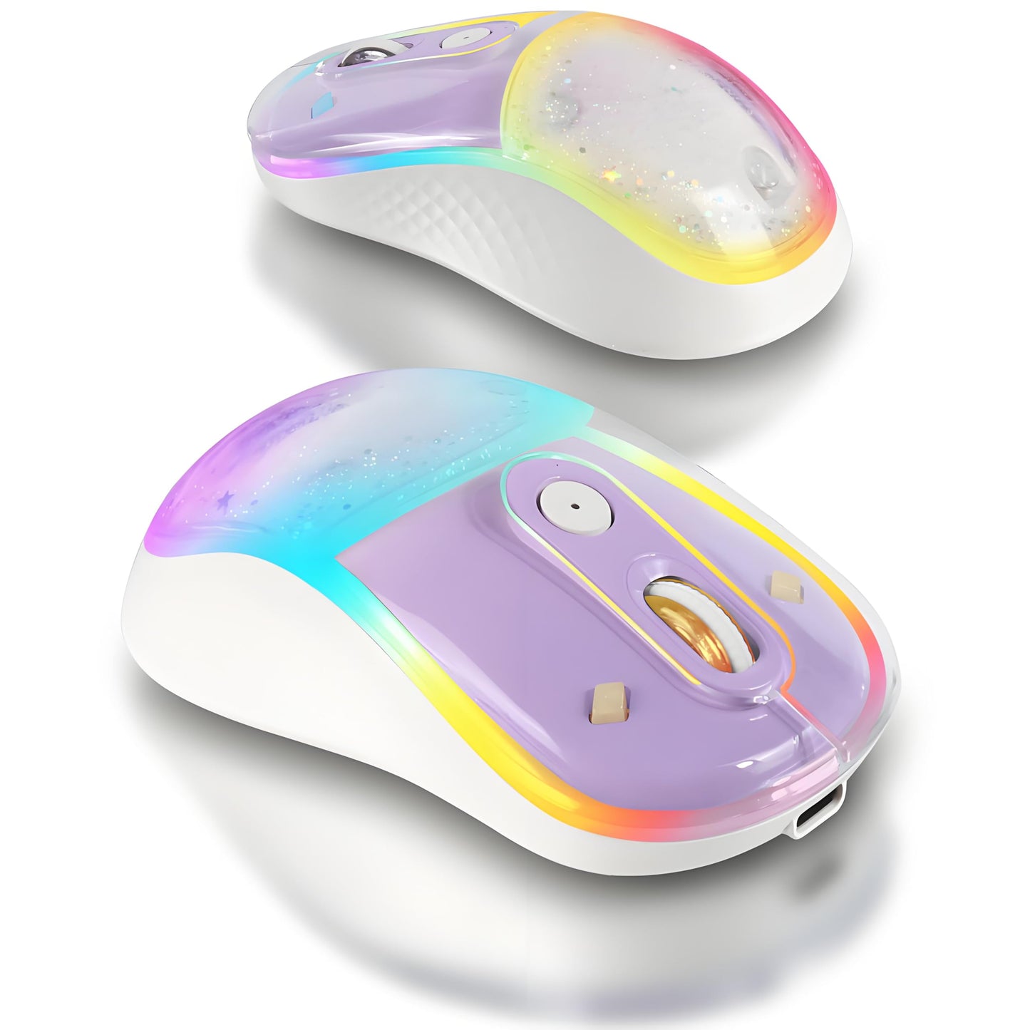 elec Space Wireless Bluetooth Mouse - Rechargeable, Silent, RGB Lighting, Ergonomic, Purple
