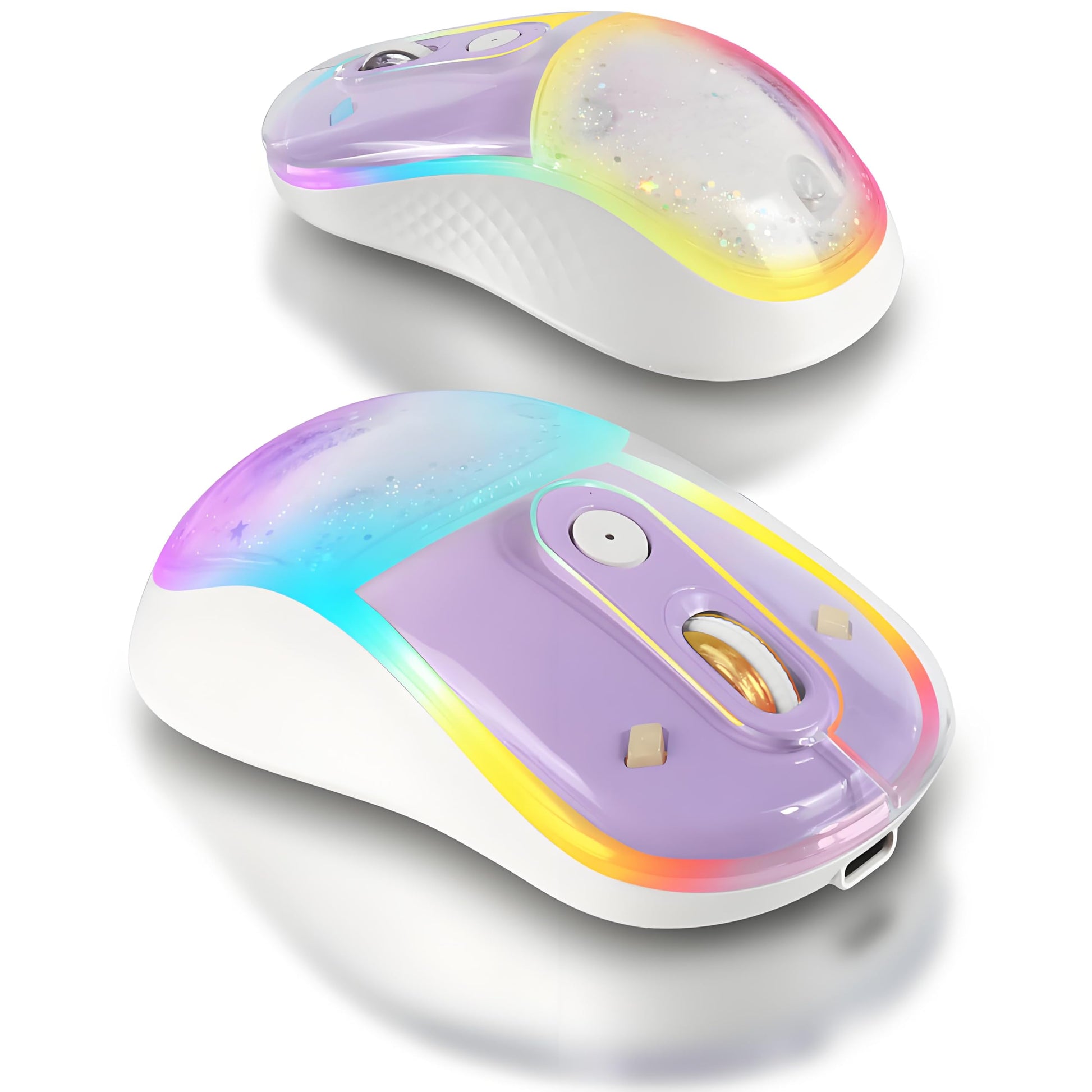 elec Space Wireless Bluetooth Mouse - Rechargeable, Silent, RGB Lighting, Ergonomic, Purple