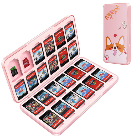 OLDZHU Cute Switch OLED Holder for 24 Games & 24 Micro SD Cards - Pink
