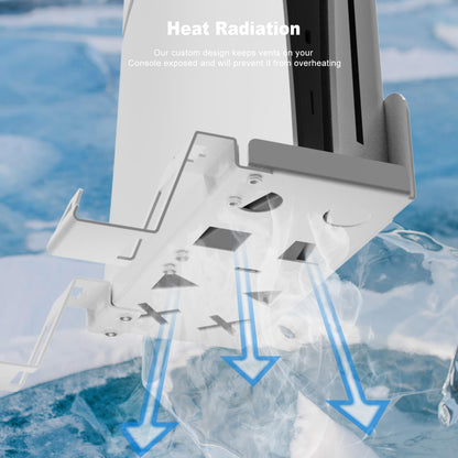 JOYTORN Wall Mount Kit for Mini PS5 Slim - Controller Holder, Headset Stand, Charging Cable - White, Model P5179