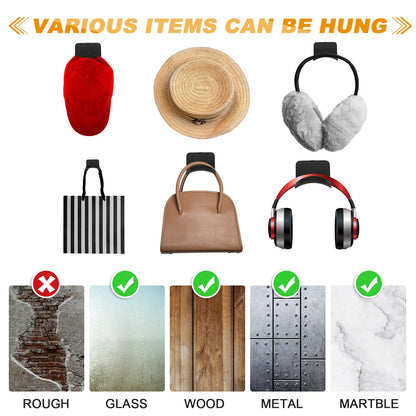 Wonderjune Headphone Wall Hangers, Adhesive Hooks for Gaming Headsets, 30 Pcs, Black, Universal Mount for Headphones, Controllers, Caps