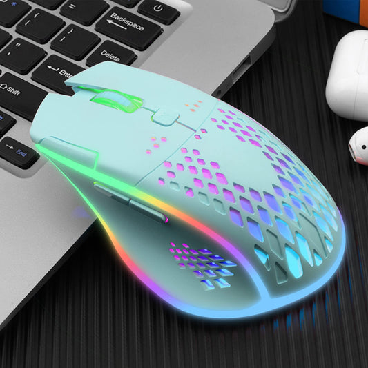 VEGCOO C30 Wireless Gaming Mouse - Silent Click, Rechargeable, Colorful LED, 3 Adjustable DPI, 400mAh Battery, C30BL