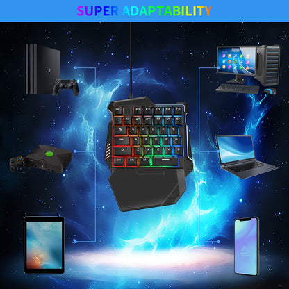 Laelr Half Hand Gaming Keyboard and Mouse Combo, 35 Keys RGB Backlit, USB Wired, Black, with Wrist Rest, 350*185*50mm