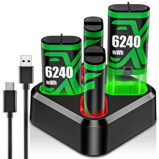 Rechargeable Xbox Controller Battery Pack for Xbox one/Xbox One S/Xbox One X/Xbox One Elite/Xbox Series X|S  4x6240mWh Batteries Pack for Xbox Accessories Kits  Xbox Rechargeable Battery Pack(4 Pack)