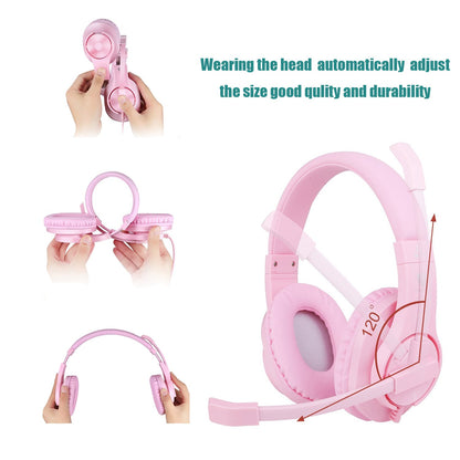 Meedasy Over-Ear Gaming Headphone for Xbox One & PS4, Pink, Bass Stereo, Wired, Microphone, Model 43191609