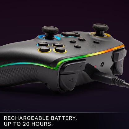 PowerA Enhanced Wireless Controller for Nintendo Switch - Black/LED, Model 1522807-01R, Officially Licensed Gaming Accessory