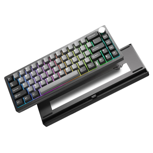 YUNZII AL68 Wireless Mechanical Keyboard Full Aluminum CNC 60% Layout with Knob  QMK/VIA Software Gasket Mounted Hot Swappable RGB Backlit BT/2.4G/USB-C for Mac/Win (Black  Cocoa Cream V2)