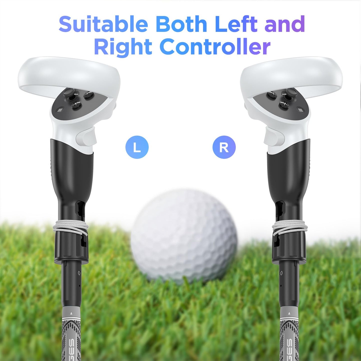 YOGES VR Golf Club Handle for Oculus Quest 2 - Black/Grey, VR Q4 Golf Handle, Ideal for Virtual Reality Golf & Baseball Games