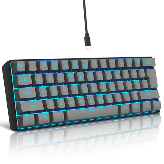 Snpurdiri 60% Wired Gaming Keyboard  RGB Backlit Ultra-Compact 61 Keys 60 Percent Mini Gaming Keyboard for PC/Mac Gamer  Typist  Travel  Easy to Carry on Business Trip(Iron Grey)