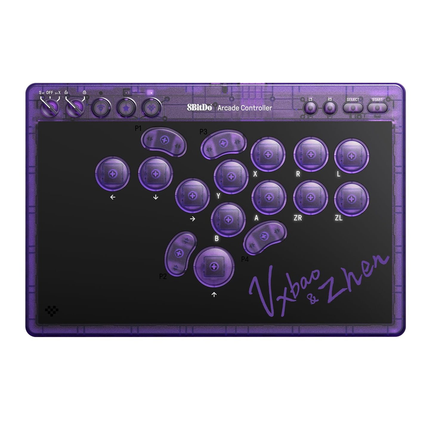 8BitDo All-Button Arcade Controller for Switch & Windows - 3 Connection Modes, Low-profile Linear Switches, 4 Programmable Butto