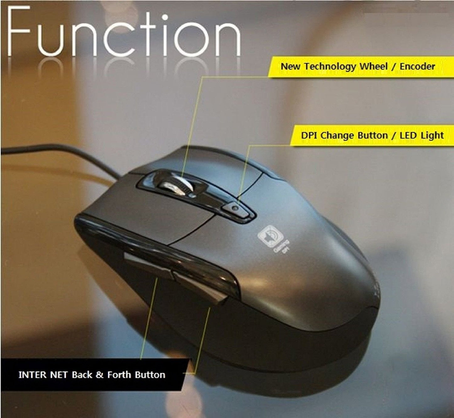 JSCO Noiseless USB Optical Gaming Mouse JNL-101K 1600 DPI Silent Black