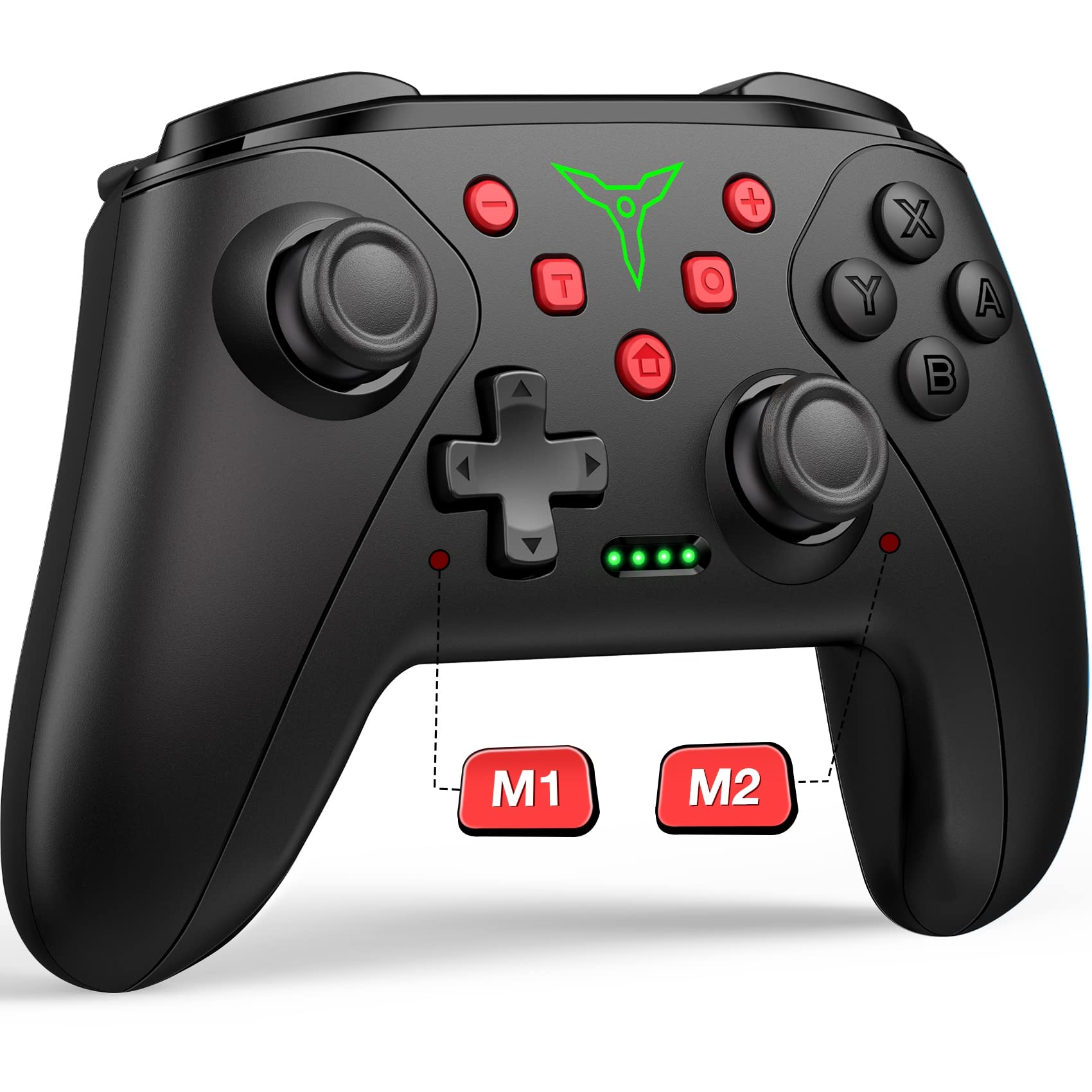ELISWEEN Wireless Switch Controller for Nintendo Switch - Black, with Mouse Touch Feeling, Programmable, Turbo, Wake-up Function