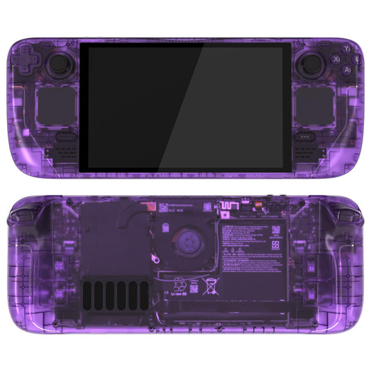 eXtremeRate Replacement Full Set Housing Shell with Buttons for Steam Deck OLED Handheld Console  Custom DIY Clear Atomic Purple faceplate Back Plate Trackpad Case for Steam Deck OLED Console