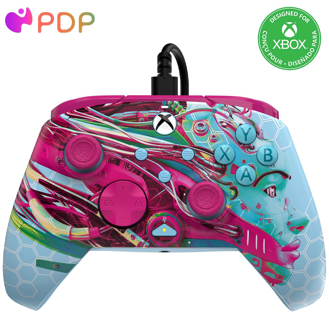 PDP Gaming REMATCH GLOW Enhanced Wired Gaming Controller: Licensed Glow in the Dark Gamepad for Xbox Series X|S  Xbox One  Windows PC  Mappable Back Buttons  Advanced Customizable App: Android Dreams